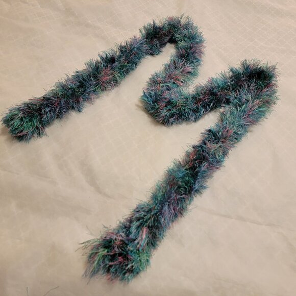 Neck Scarf Teal Pink Fluffy Winter Cozy Warm Long OS One Size - Picture 6 of 7